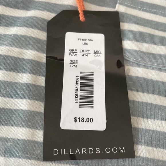 NWT First Wave Dillards Shirt Baby Blue/White Striped MSRP $18 Size: 12 mos - Picture 2 of 10